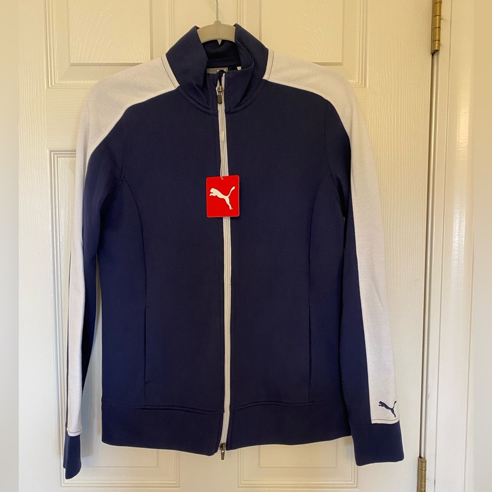 Women’s NWT Puma navy blue and white jacket size Small